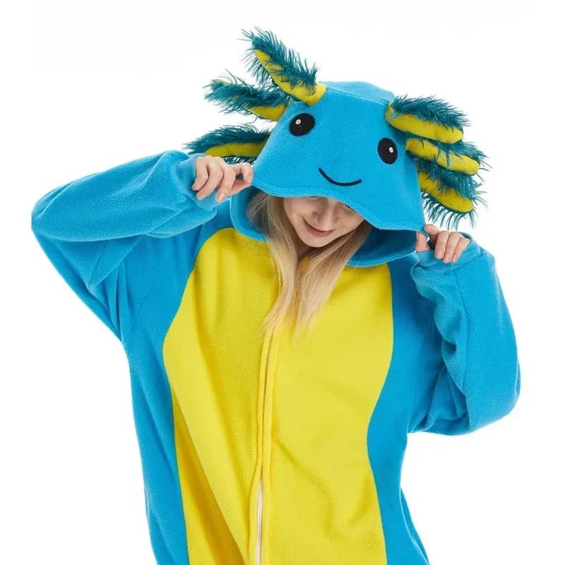 ★ Costume di Halloween per Adulti, Kigurumi Rosa Axolotl, Pigiama di Lusso per Donna, Abbigliamento per Feste ♥ Tutte le parti del paese