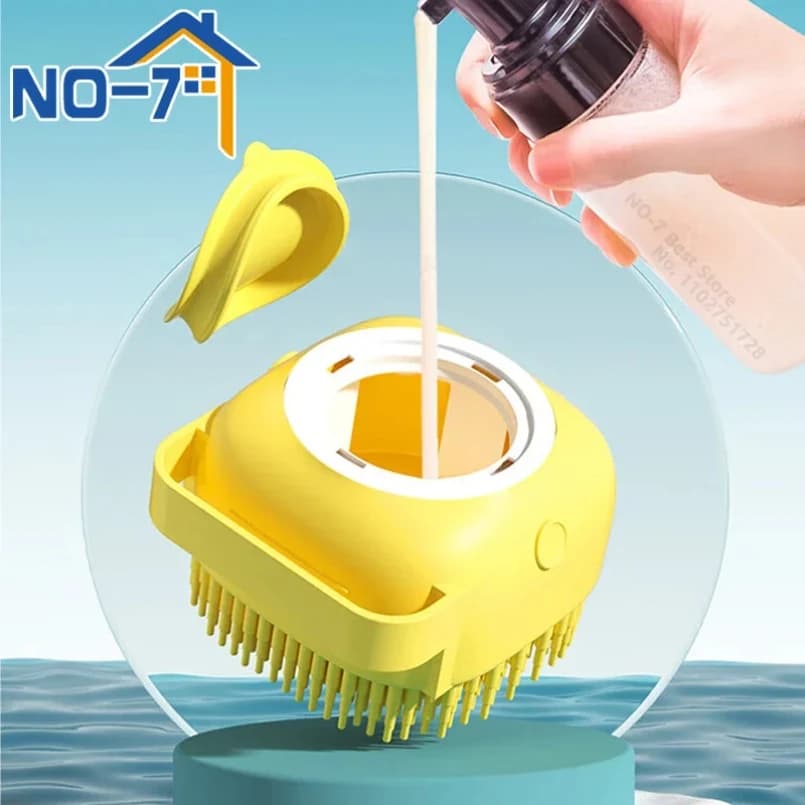 Spazzola da bagno per cani Spazzola per shampoo per animali domestici in silicone Sapone Scrubber per cani Massaggio per gatti Toelettatura Pettine per lavare Spazzola per pulire le cuccioli in gomma morbida