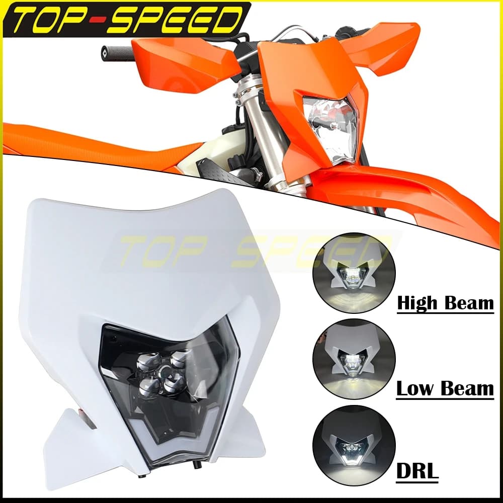 For EXC SX XC 250 300 450 2024-2025 Motocross LED Headlight High Low Speed Headlight Modified Dirt Bike Front DRL Light