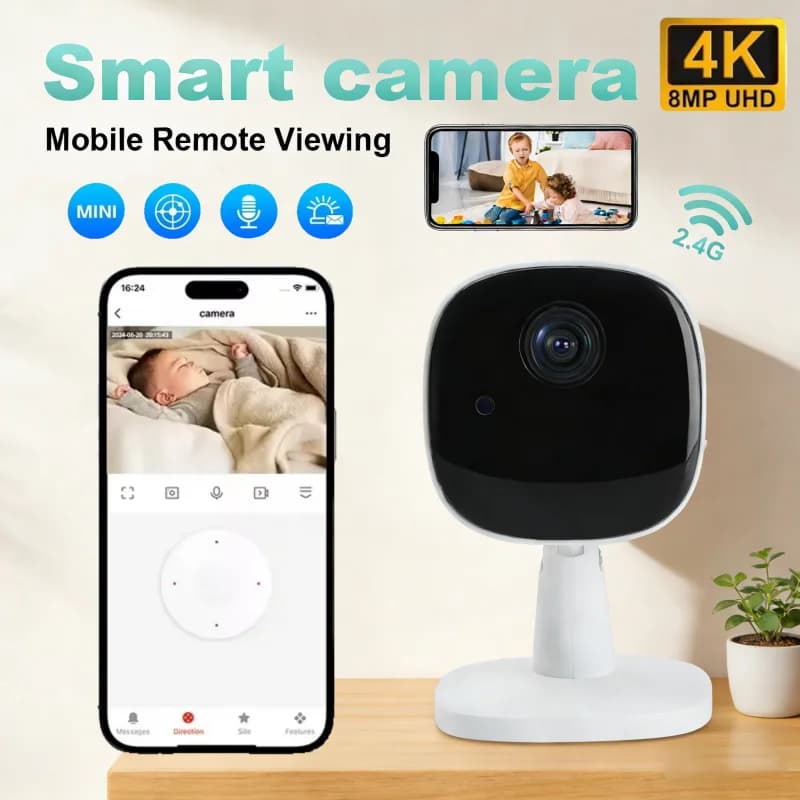 Telecamera di Sicurezza WiFi HD 5MP, Mini Telecamera per Sorveglianza Domestica Interna, Visione Notturna, Audio Bidirezionale, Rilevamento Umano, Telecamera IP 2MP 2026