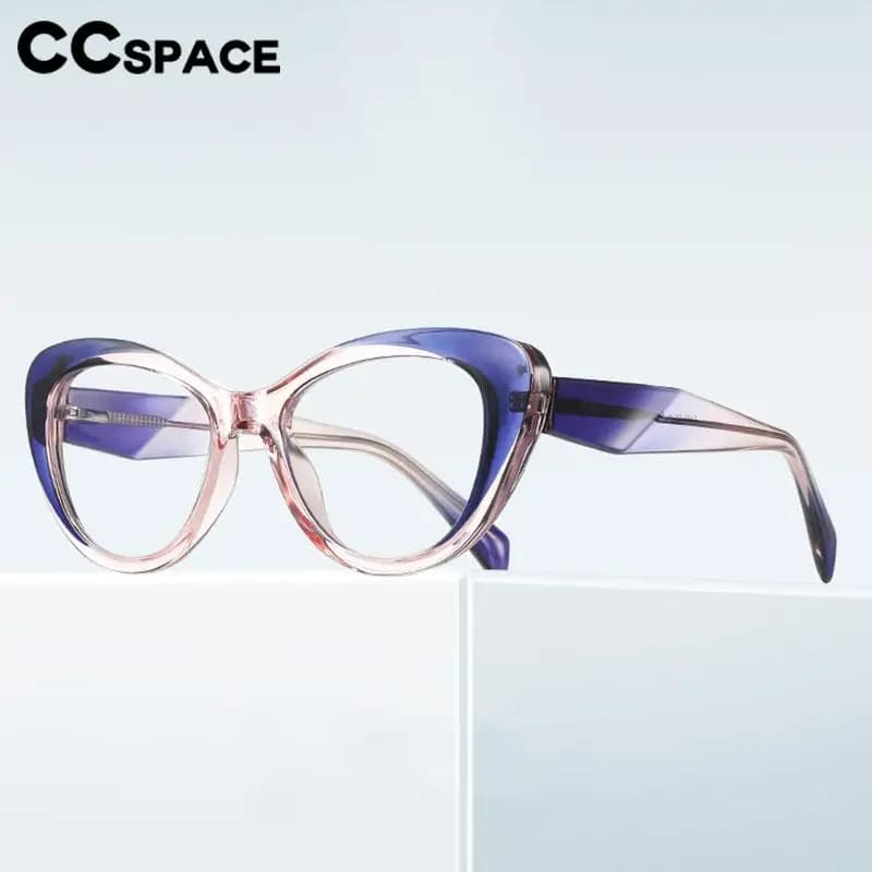 56757 Moda Sfumatura di Colore Montatura per occhiali Ottici Donne Cat Eye Montatura per occhiali Ottici Tr90 Cerniera a Molla Specchio Piatto