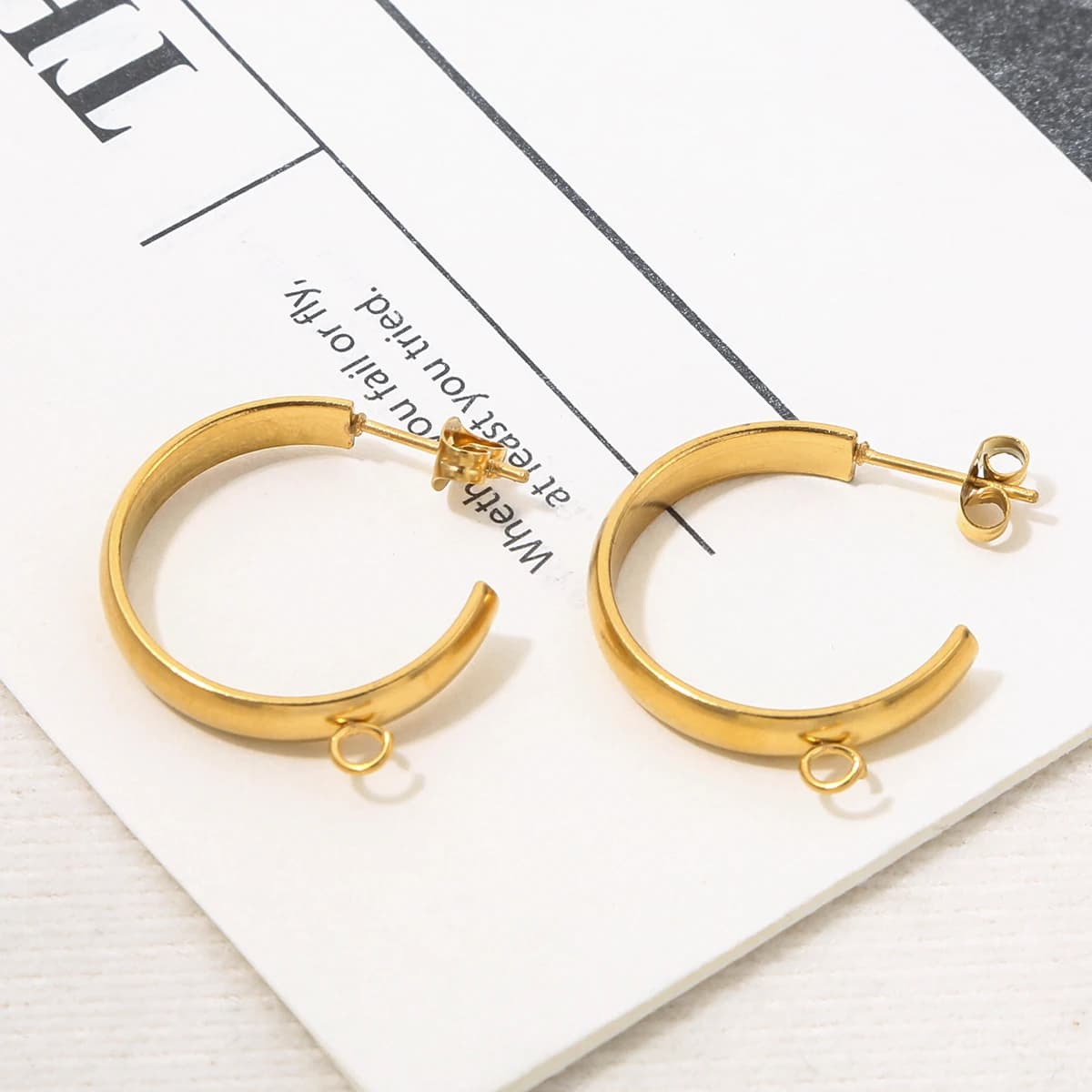 10 pieces C Shaped Stainless Steel Hooks for Earrings creating DIY Supplies ring open setting basic jewelry creation bulk bulk materials