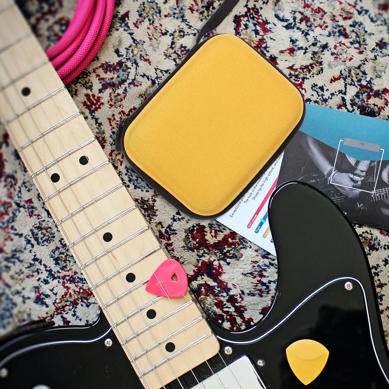 Custodia per plettri Eva Organizer compatta per plettri per chitarra elettrica acustica Custodia per trasporto Contenitore per plettri per chitarra