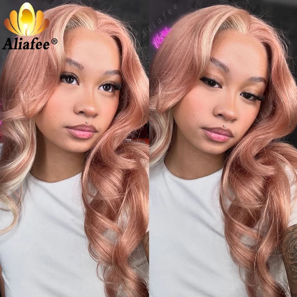 Rose Pink Dody Wave 13X6 Lace Frontal Wigs Human Hair Dirty Pink Pre Plucked 13X4 Lace Front Wigs for Women Human Hair Wigs
