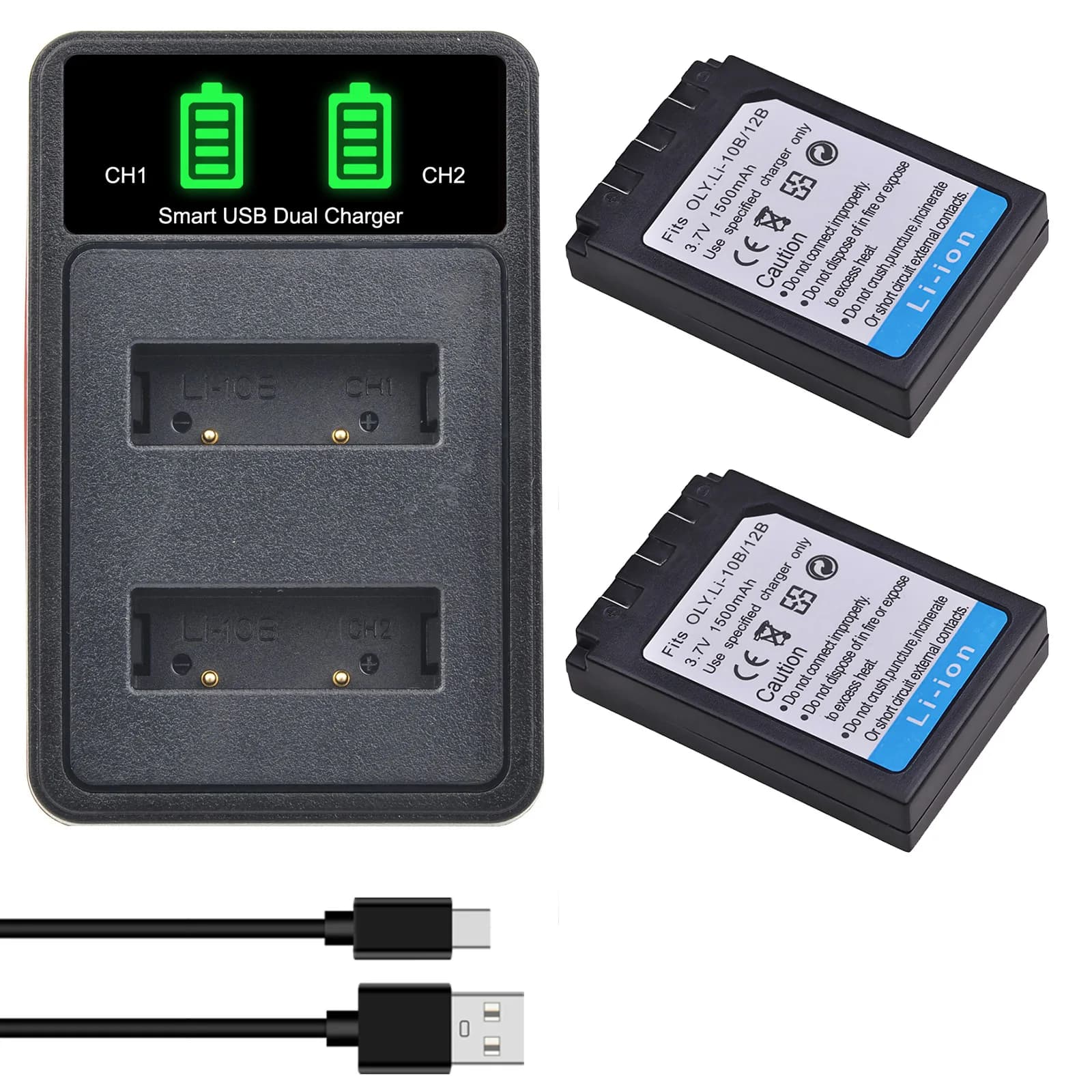 Li-ion 1500mAh Li-12B Li-10B Camera Battery&Dual Charger for Olympus Camedia C-50 C-60 C-70 Zoom, MJU 10,MJU 15,MJU 20, MJU 25