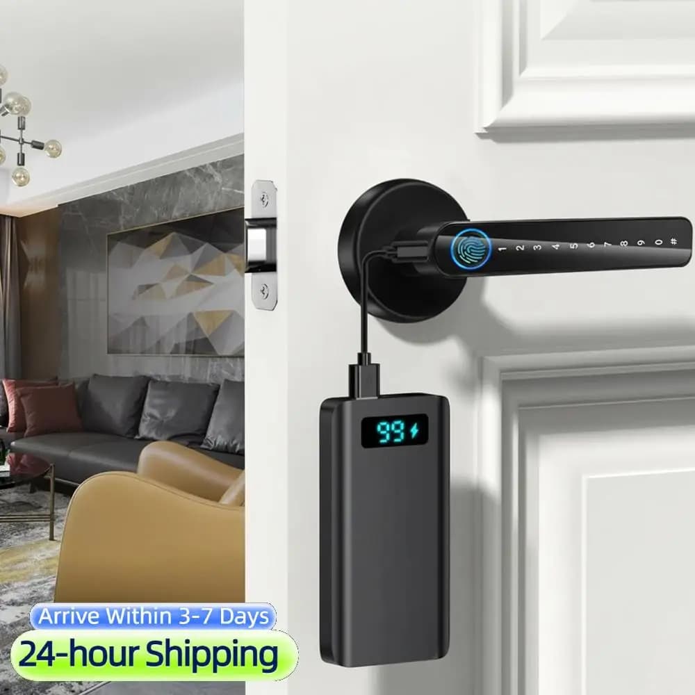 Maniglia Biometrica per Porta con Impronta Digitale e Controllo App/Chiave/Tessera IC per Camera da Letto, Casa, Hotel, Ufficio, Appartamento