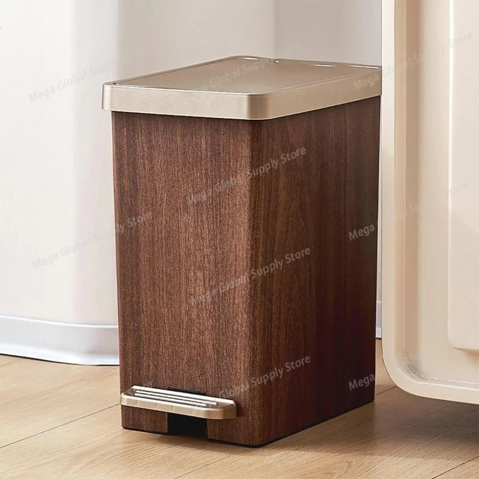 Kitchen Trash Can Step Trash Can with Soft-Close Foot Pedal Slim Wastebasket Trashcans for Living Room Bathroom Garage Dorm Room
