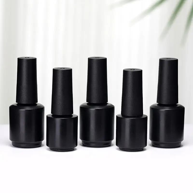 Nail Gel Bottle Empty Nail Polish Bottles Black Refillable Bottles With Brush For Travel Portable Cosmetic Containers 6/7/8/10mL