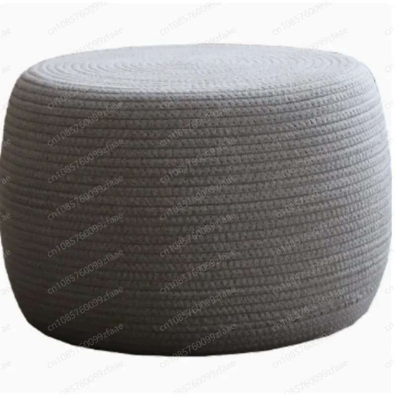 Hand Woven Cotton Rope Floor Cushion Round Pouf Stool Portable Meditation Seat For Bedroom Living Room