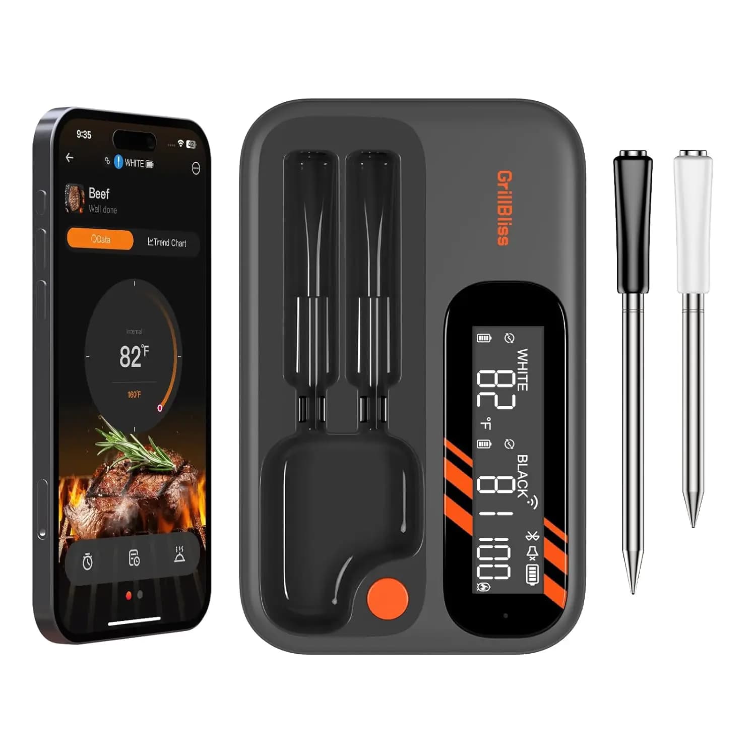 Wireless Meat Thermometer with WiFi 5G and Bluetooth, Double Probe, Waterproof IP67 for Grilled, Smoking and BBQ