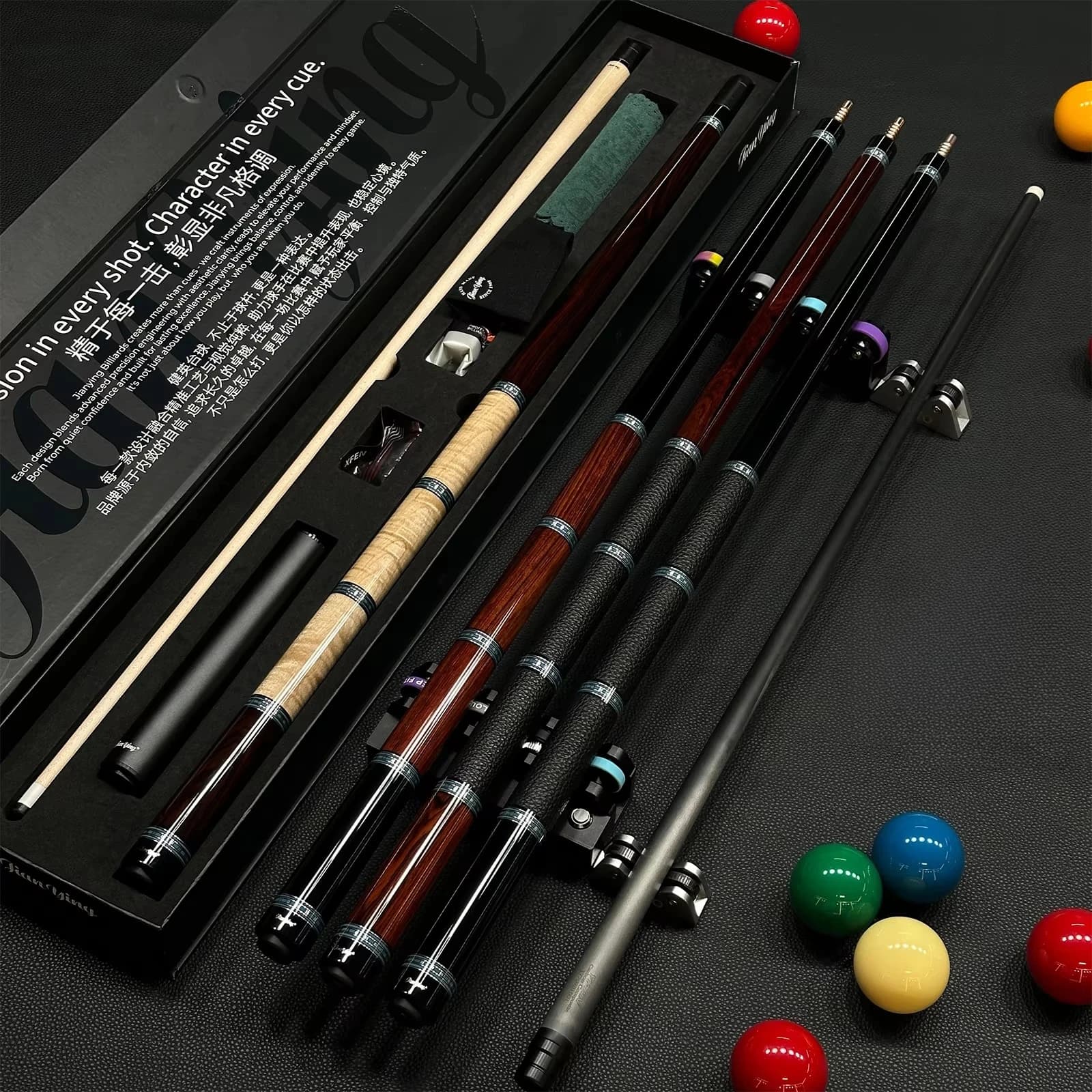 Aero Series-CQ Pool Cue Maple Wood Cocobolo Three-Layer Composite Sleeve Carbon Fiber Shaft and Maple Wood Shaft