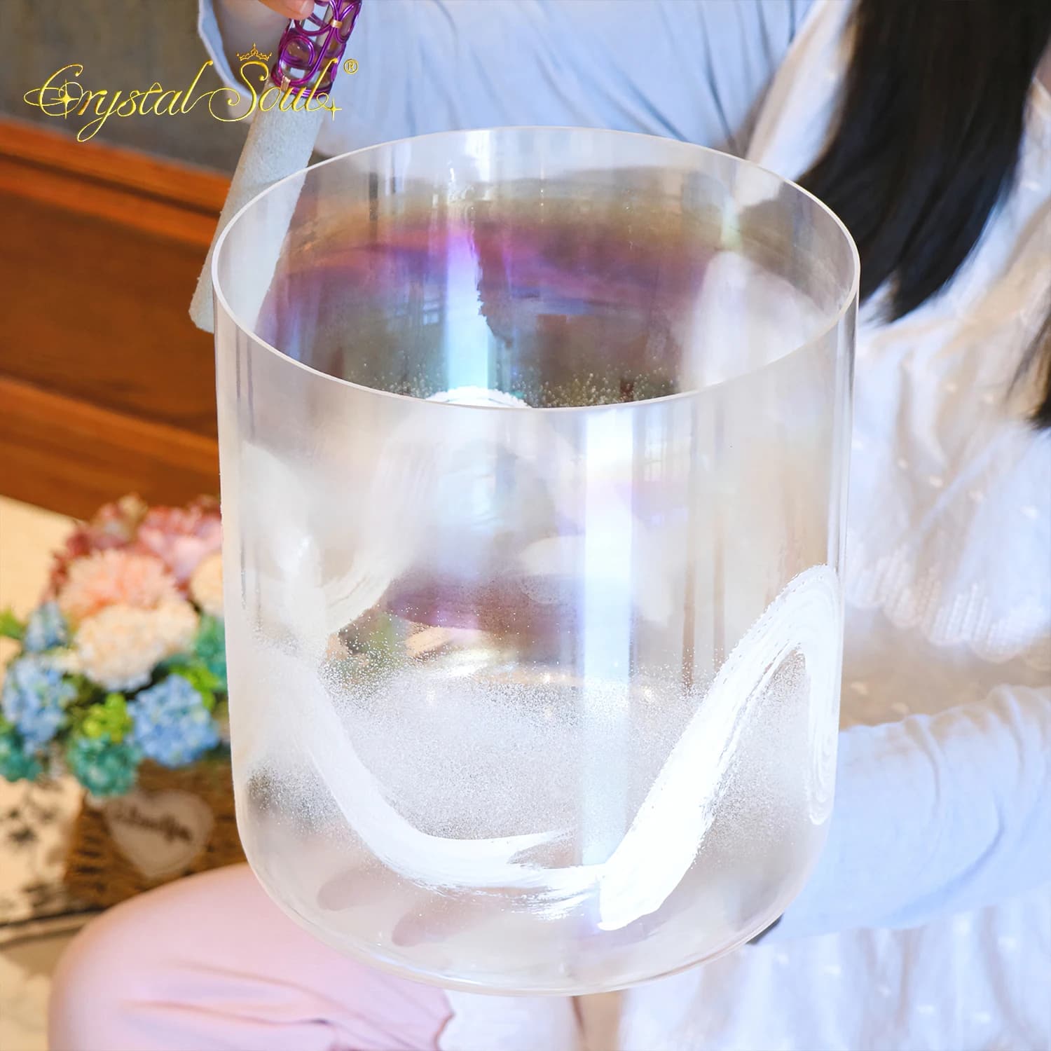 Crystal Soul 8.5" 440Hz C Exclusive Design of High-end Hand-painted Crystal Singing Bowl for Sound Healing