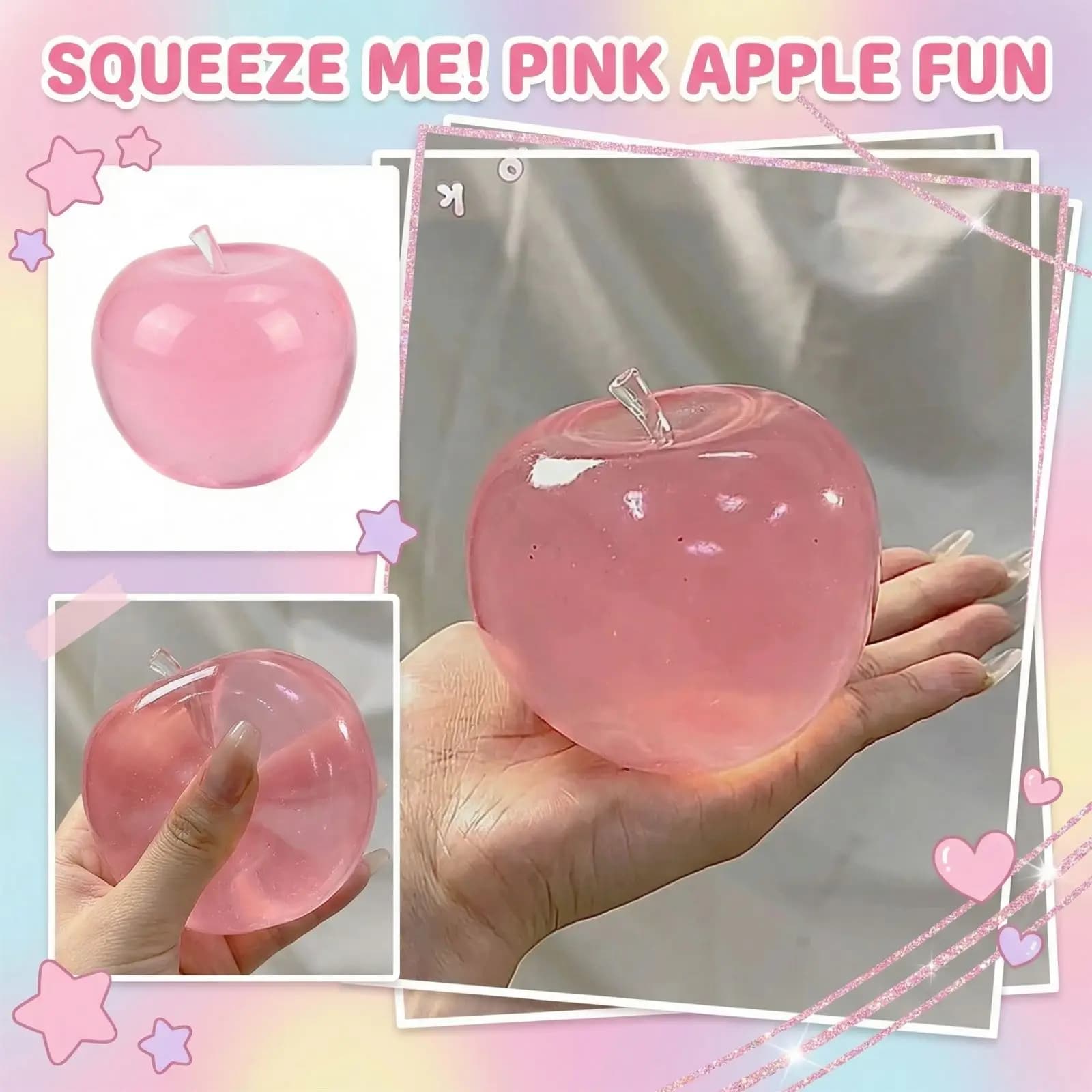Giocattolo Antistress Rosa Traslucido, Giocattolo Sensoriale Morbido e Lucido, Regalo Divertente per Bambini e Adulti