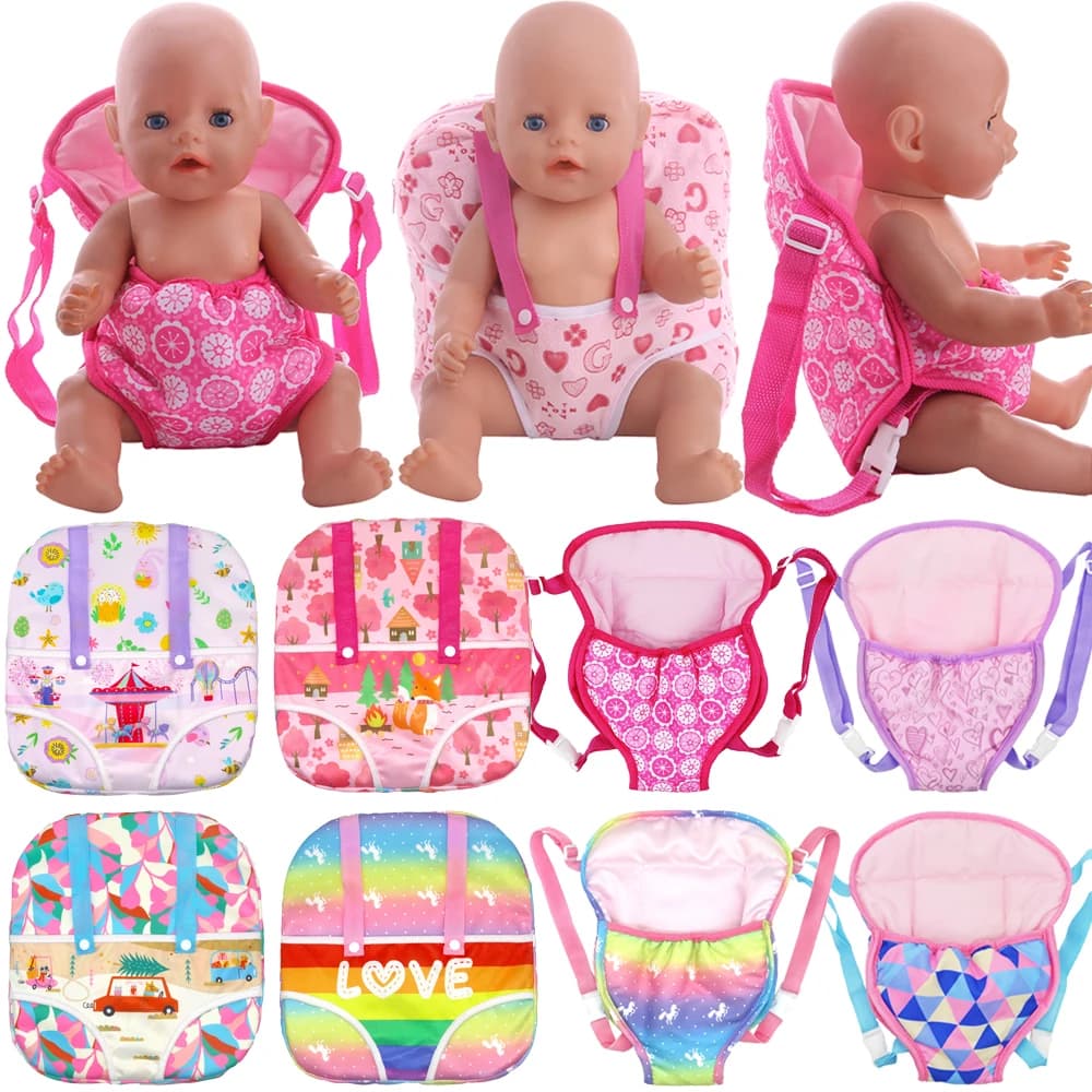 Dolls Out Going Carry Bag Backpack Strap For 43 CM Born Baby Doll Clothes Accessories,18 Inch American Doll Girl's Toys,Gift