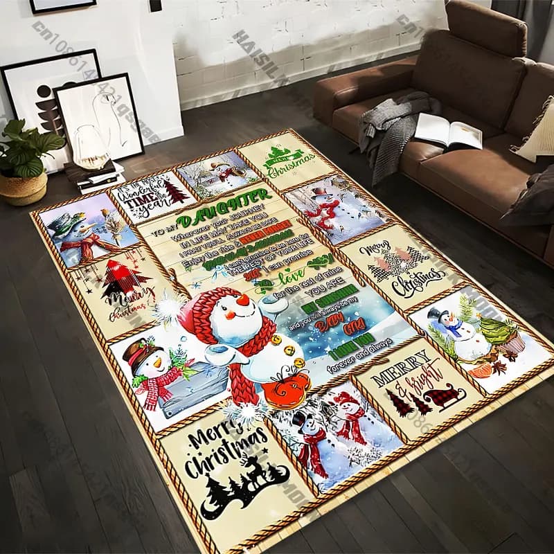 Carpets Printed with Christmas Motives and Snow Pupazzi in 21 Measures, Adult Yoga Mats, Living Room Decorations, Custom Zerbini