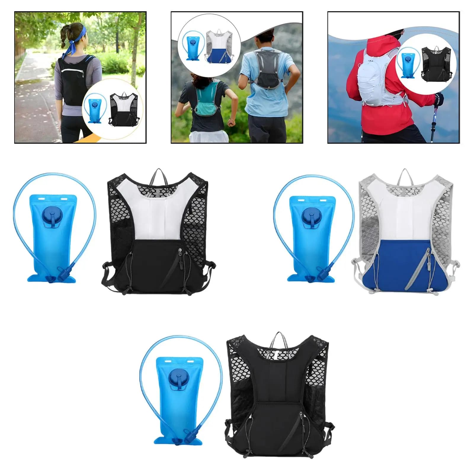 Convenient Running Backpack with Reflective Strips, Daypack in Polyester, Marsupio for Trail Running, Hiking, Marathon, Camping