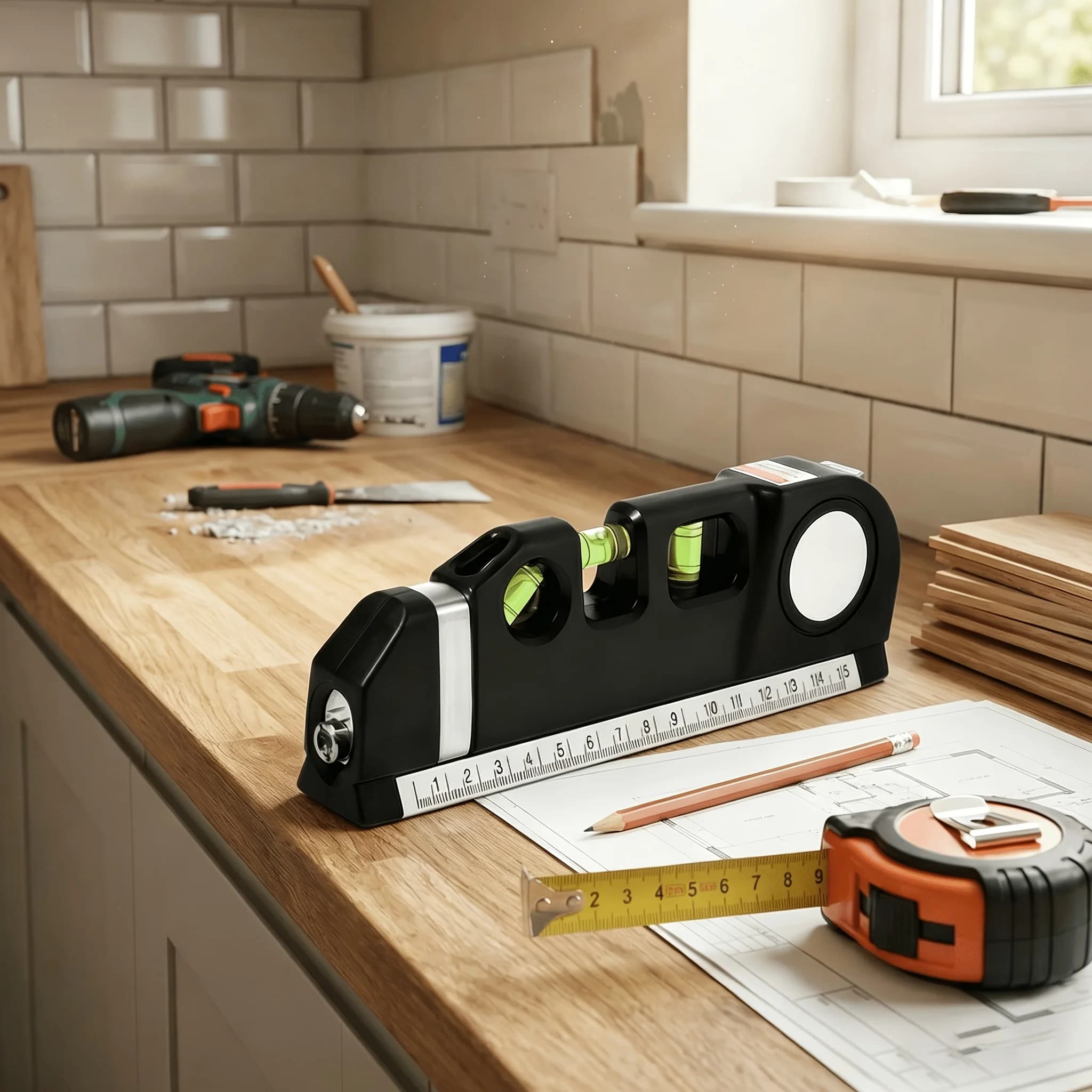Livella laser, strumento multiuso per linee di livellamento e livella laser a croce standard con treppiede per appendere quadri, armadietti, pareti piastrellate