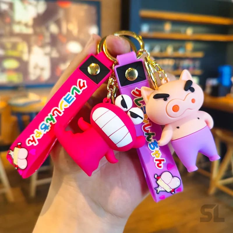 Crayon Shin Chan Anime Figure Portachiavi Cartoon Portachiavi per auto Decor Zaino Accessori Decorazione Gioielli Regali per bambini