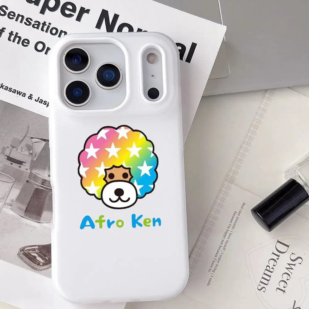 Japan Afro Ken Cute Phone Case for iPhone 17 16 15 14 13 12 11 Pro Max Plus Mini, transparent, shockproof, soft, jelly
