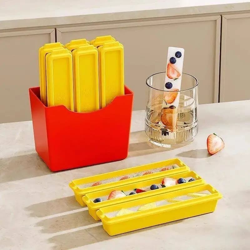 French Fries Shaped Ice Cube Mold, Long Bar Silicone Ice Tray, Homemade Ice Stick Maker for Cocktail & Kitchen Use