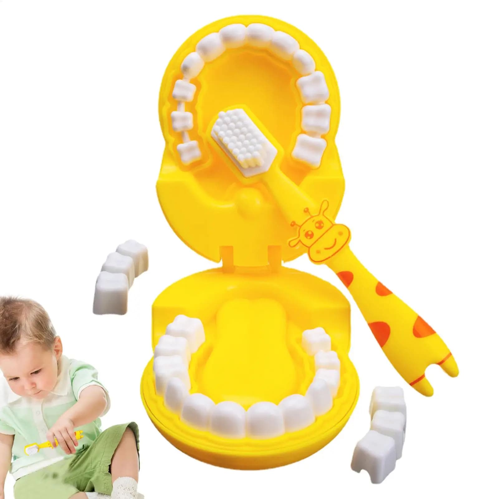 Giocattolo per la Pulizia dei Denti a Forma di Giraffa Staccabile, Gioco Educativo Prescolare per l'Allevamento di Abitudini Igieniche, Gioco di Ruolo per Bambini e Bambini Piccoli