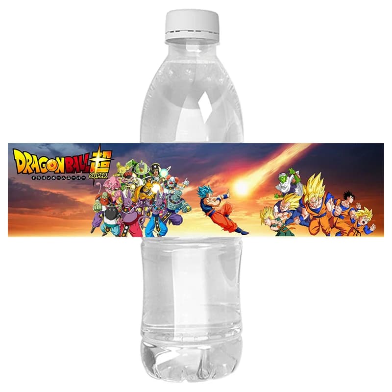 24 pezzi di gioco di cartoni animati DRAGON BALL bottiglia d'acqua decorare adesivi baby shower festival battesimo etichette per imballaggio festa di buon compleanno