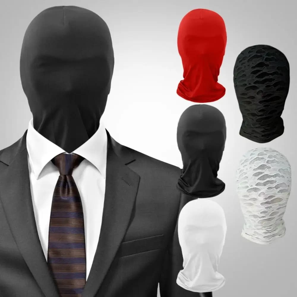 2 pezzi maschera completa cosplay nera sottile cappuccio per bambini adulti puntello cosplay costumi di Halloween accessori festival fantasma copricapo cosplay