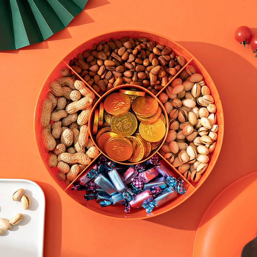 Vassoio Multi-Griglia per Frutta Secca, Finitura Premium Liscia Senza Rughe, Piatto per Dessert Riutilizzabile, Vassoio Portatile per Snack per Casa e Ristorante