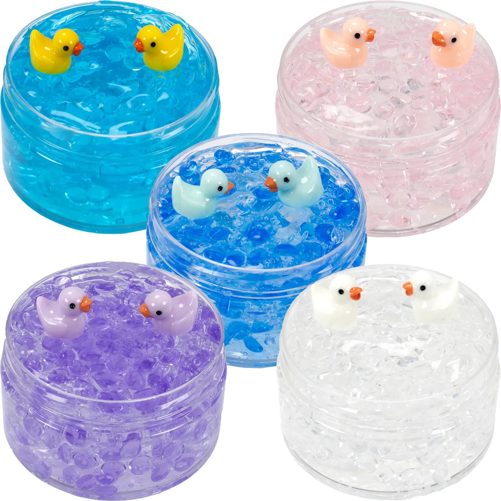 Kit Slime con Perline Trasparenti da 120ml e Ciondoli a Forma di Anatra - Perfetto Slime Cristallino Antistress, Elastico e Non Appiccicoso, Regalo per Bambini e Adolescenti