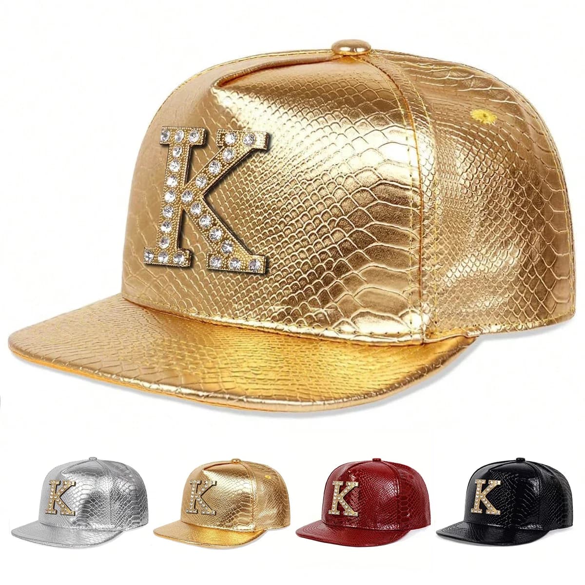 Cappelli Hip-hop Unisex con Etichetta a Forma di K con Diamanti, Cappellini da Baseball Regolabili per Primavera e Autunno, Cappelli Trucker Casual per Esterni, Cappello Parasole