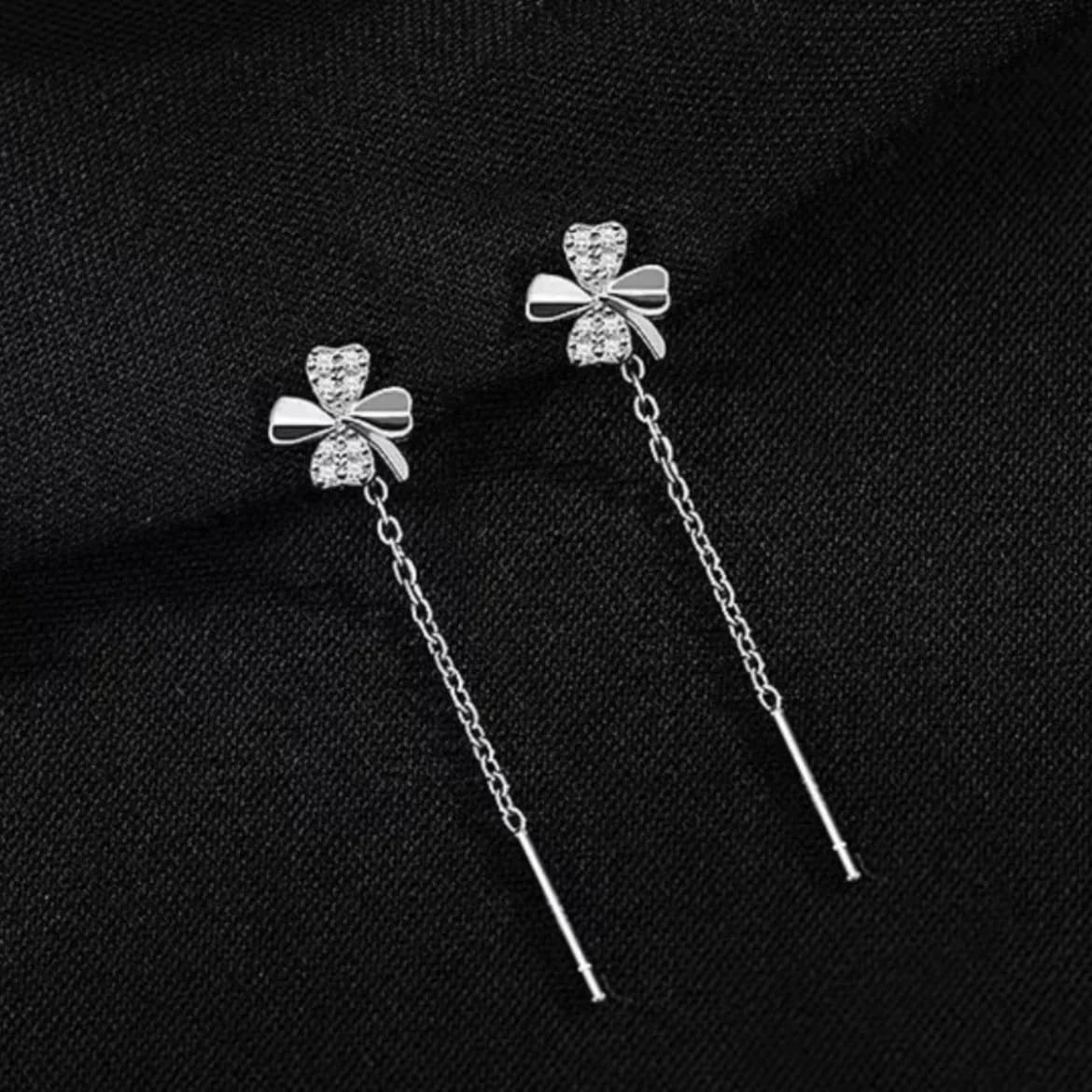 Orecchini Pendenti a Catena Corta con Nappine in Argento Sterling 925 e Zirconi, Gioielli Raffinati per Donne, Accessori Minimalisti
