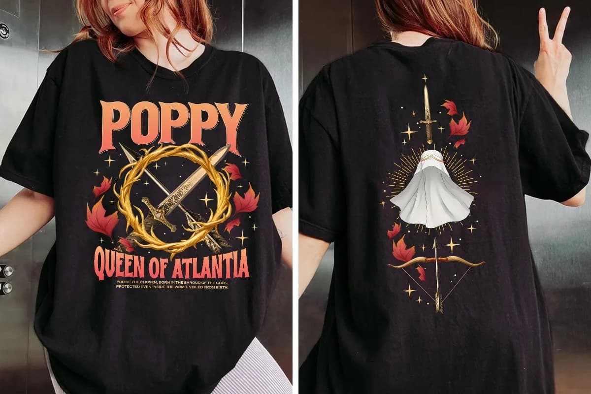 Maglietta per fan di Blood And Ash, Magliette Poppy Queen Of Atlantia, Maglietta di Blood And Ash
