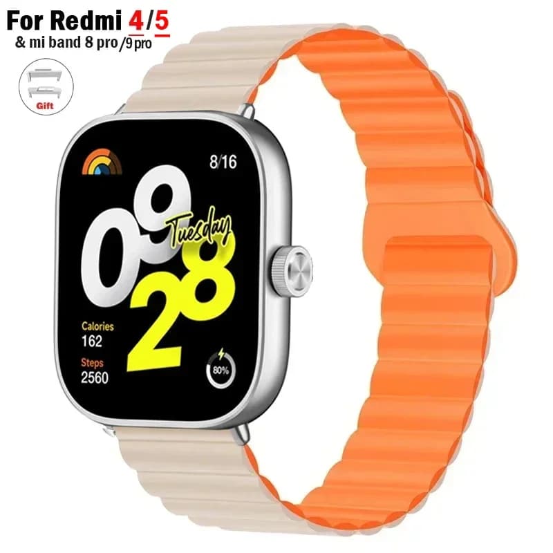 Cinturini magnetici per orologio Redmi 4 5 cinturino da polso cinturino sportivo anello in silicone per xiaomi mi band 8 pro 9 pro accessori