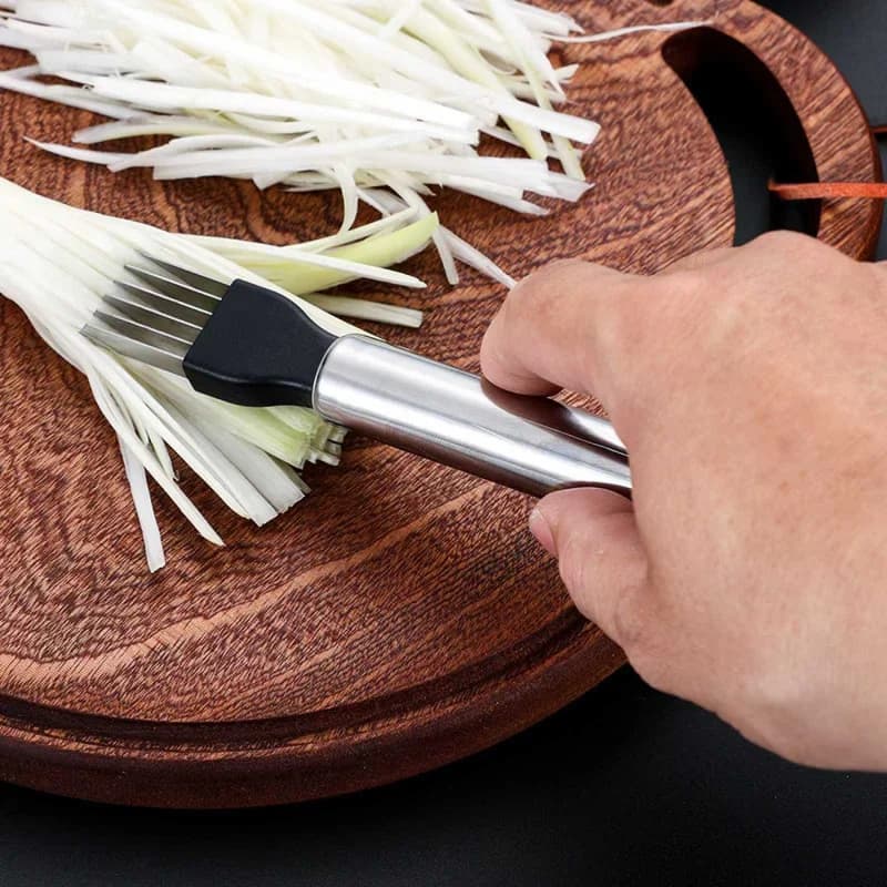Food Speedy Chopper Silk the Knife, Stainless Steel Kitchen Knife for Chopped Green Onion with Curved Handle Design