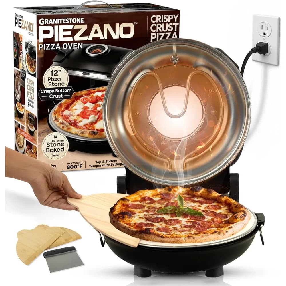 Forno elettrico per pizza da appoggio interno da 12 pollici con pietra ceramica riscalda fino a 800F per pizza in stile Pizzeria fatta in casa come visto