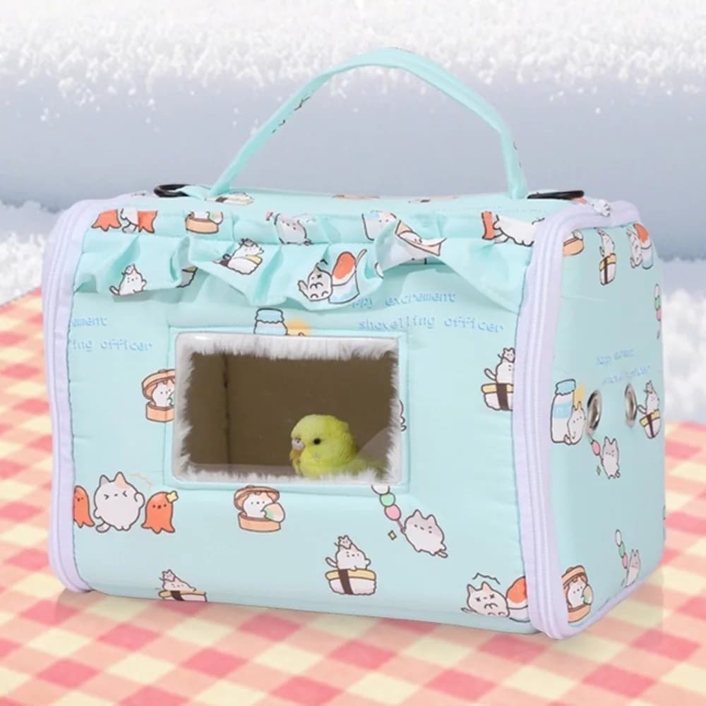 Borsa a Tracolla per Animali Domestici, Trasportino Caldo per Pappagalli, Nido in Cotone Antivento con Finestra, Ampio Spazio, Borsa per Pappagalli Invernale
