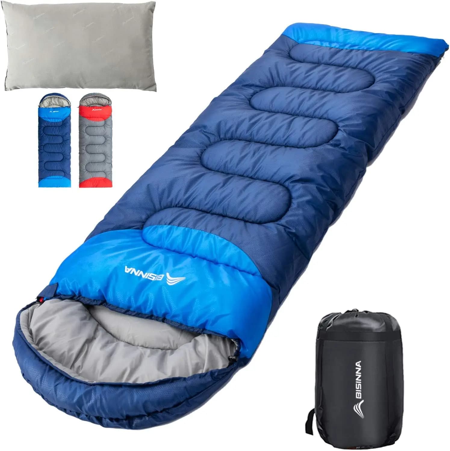 Sacco a Pelo Leggero Impermeabile 4 Stagioni con Cuscino per Adulti e Bambini, Ideale per Campeggio, Escursionismo e Alpinismo