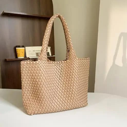2025 Borsa tote in tessuto Borsa da donna Borse a tracolla in pelle vegana - Borse tote da spiaggia estive alla moda - Borse da viaggio grandi
