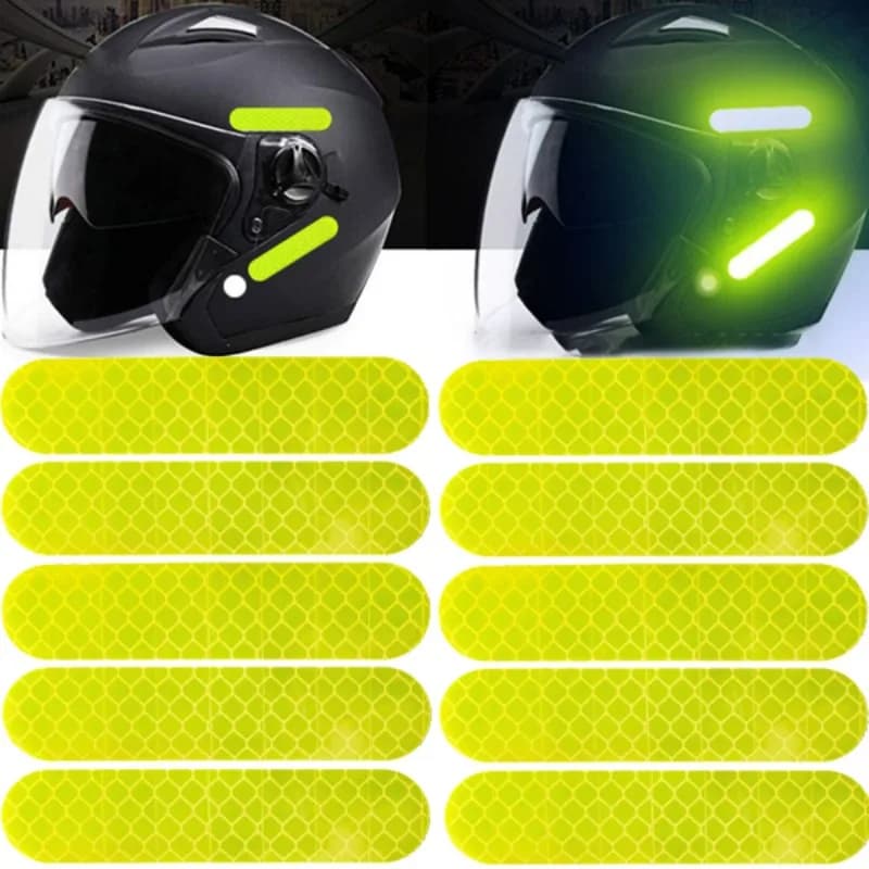 Adesivi riflettenti di avvertimento per casco Sicurezza notturna Guida Adesivi decorativi fluorescenti Accessori per decalcomanie per auto moto bicicletta