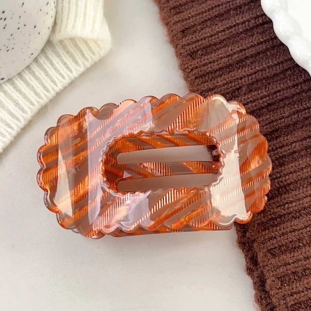 Elegant Large Size Hair Clip Premium PVC Flat Shell Side Clip 9.5CM Hollow Strip Headwear Leisure Vacation