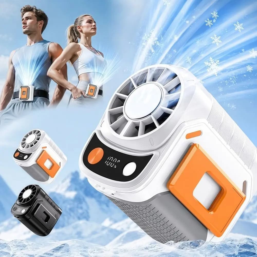 Clip on Waist Clip Fan 5-Speed Adjustable Large Battery Semiconductor Waist Fan USB Charging Silent Electric Cooling Fan
