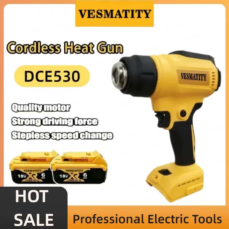DCE530 Cordless 300W Heat Gun High Power Thermal Blower for Welding Heat Shrink Wrapping Compatible Tool for DEWALT Battery