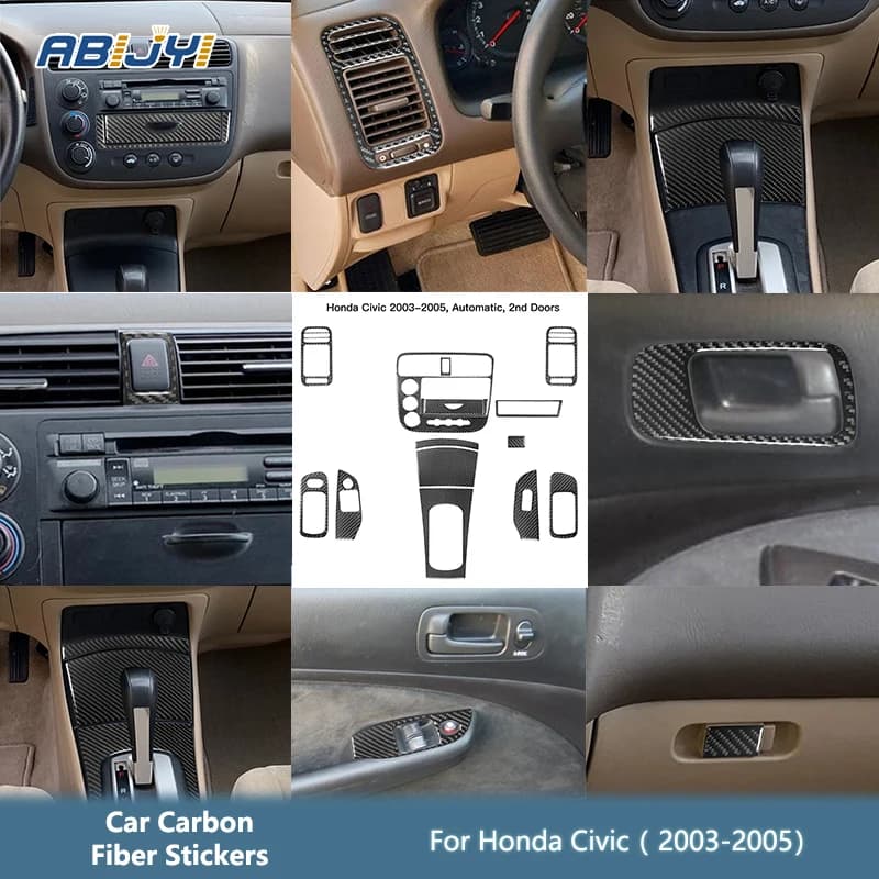 Car Interior Center Console Storage Box pannello Radio adesivo in fibra di carbonio per Honda Civic 2003 2004 2005 accessori per lo Styling