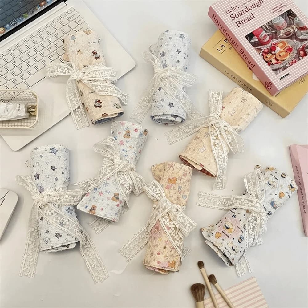 Nuova borsa porta pennelli trucco a forma di cartone animato, design arrotolabile, borsa portatile per pennelli cosmetici, organizer per pennelli trucco
