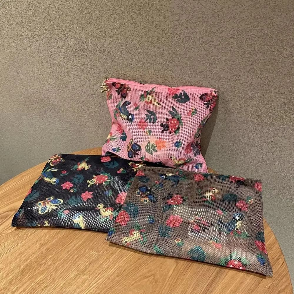 New Japanese Style Makeup Storage Bag Vintage Large Capacity Wash Bag Facility Floral Waterproof Toiletry Bag