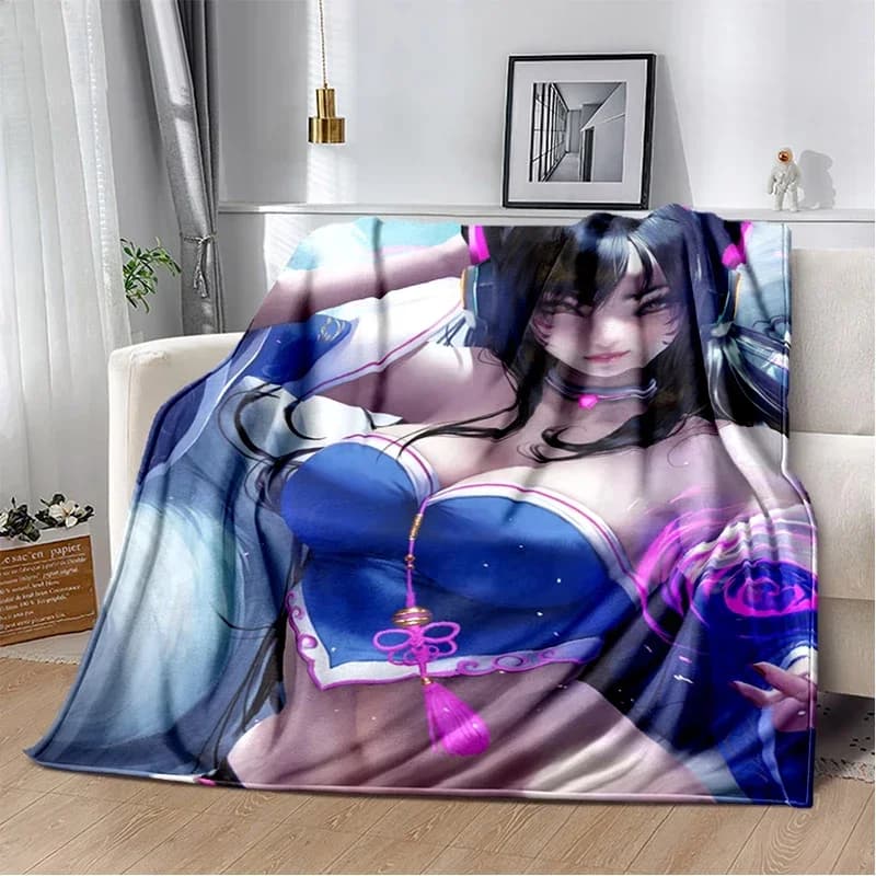 Morbido peluche divano letto lancio cartone animato coperte da Picnic moderna coperta di flanella copertura Gedruckt Bettdecke Geschenk LOL gioco KDA