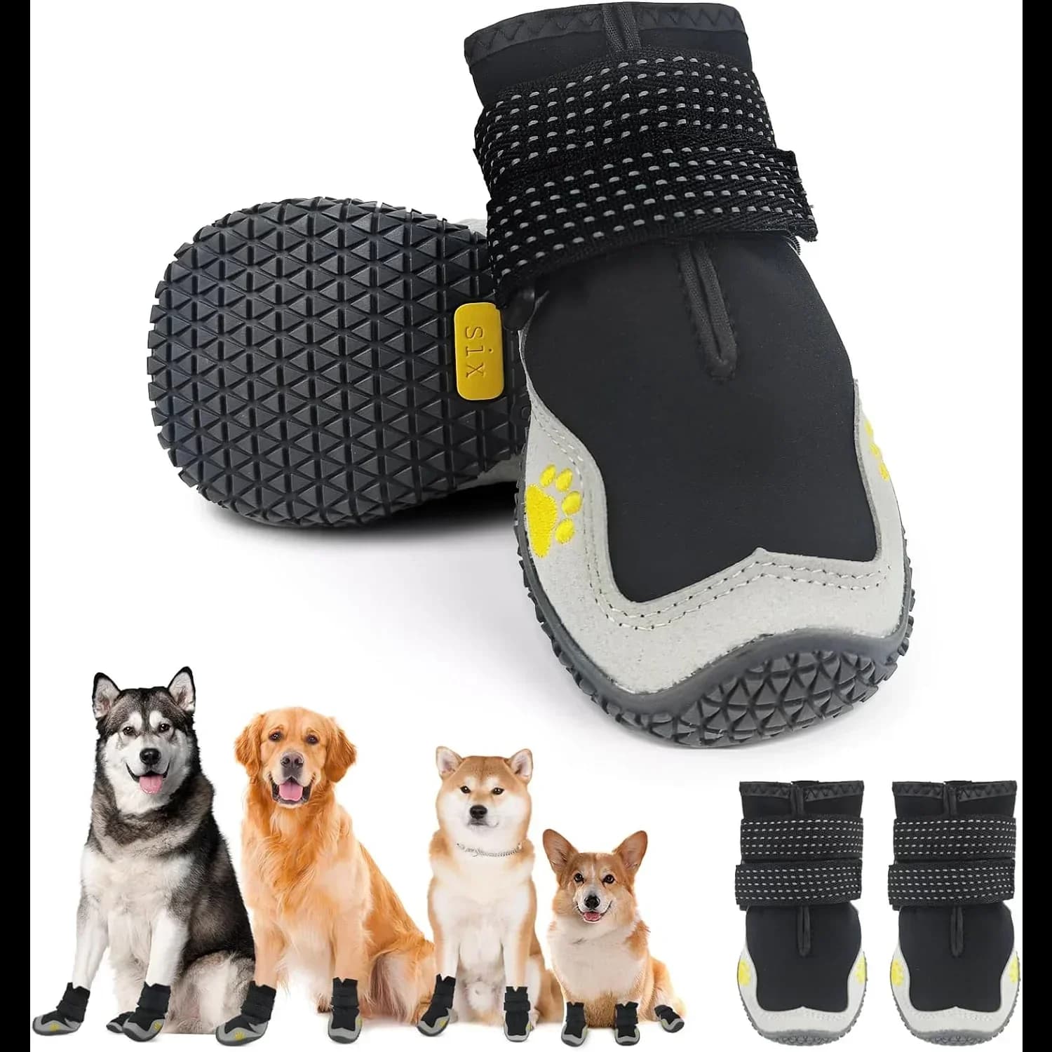 4pcs/set Waterproof Outdoor Dog Boots Shoes Hot Pavement Winter Warm Puppy Pet Shoes Hiking Breathable Elastic Non-Slip Soles