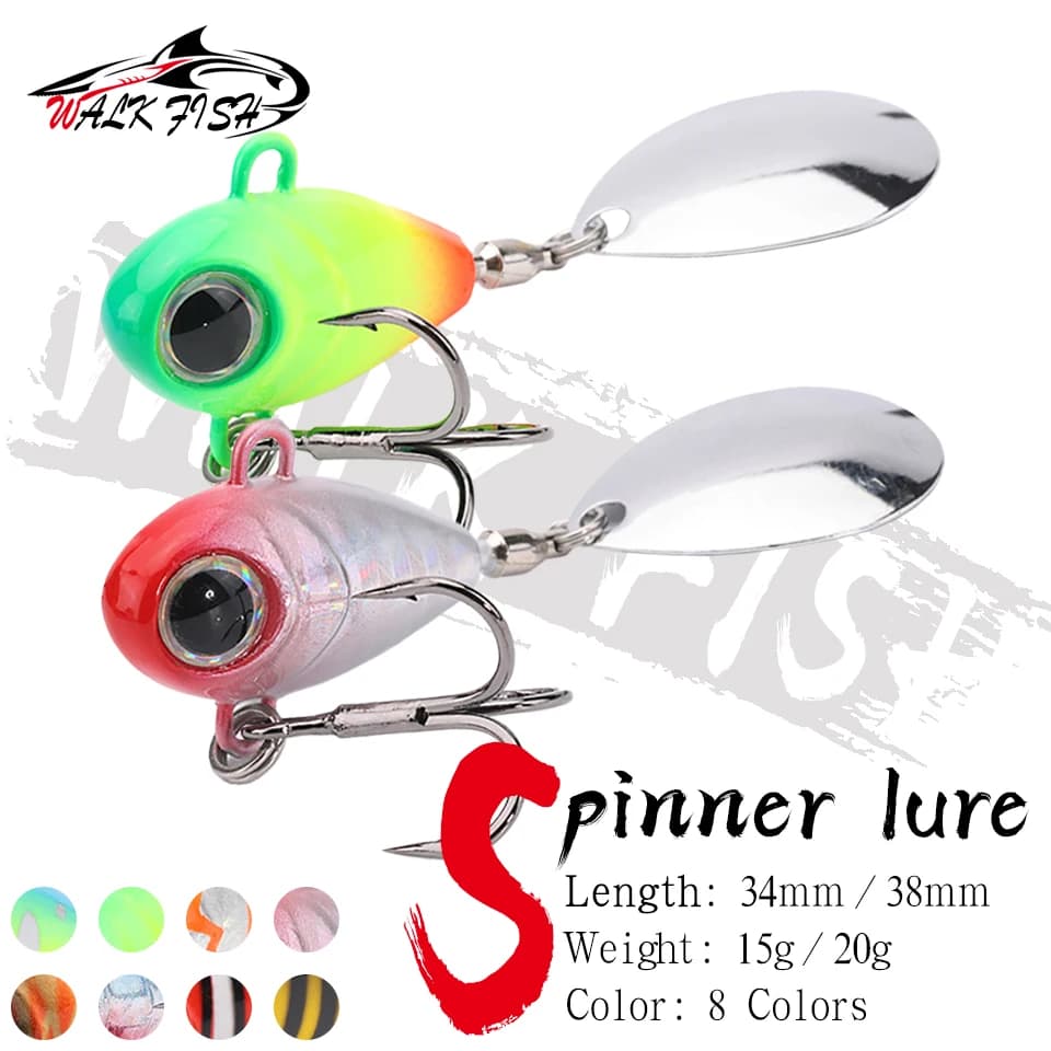 CAMMINARE PESCE Rotante Vibrazione del Metallo 15g 20g VIB Esca Spinner Cucchiaio Jig Esche Da Pesca Esche Dure Artificiali Paillettes Richiamo di Pesca