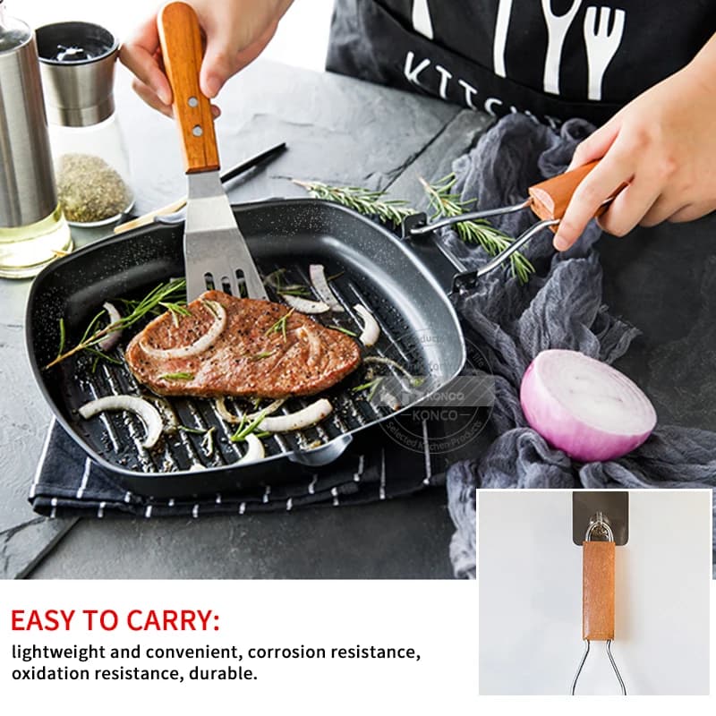 Konco Bistecca Padella 20/24/28 centimetri Ferro Antiaderente Pieghevole Bistecca Pentola Addensato A Strisce Quadrato Grill Piastra Utensili Da Cucina