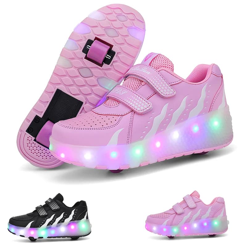 Wheel shoes for boys and girls, two wheeled shoes, light lights, sports shoes and fashionable leisure for children with LED lights.
